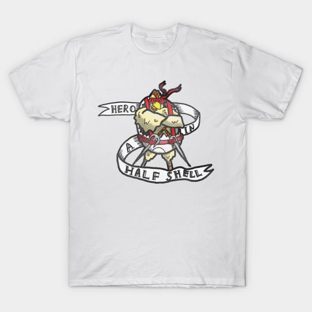 Rooster Hero in a half shell! - 90s retro parody design T-Shirt by DopamineDumpster